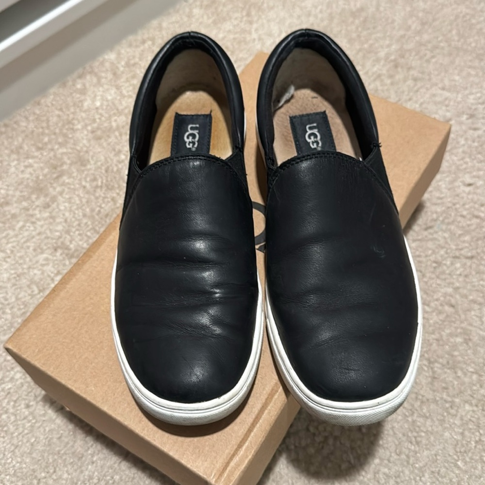 Ugg black leather slip on